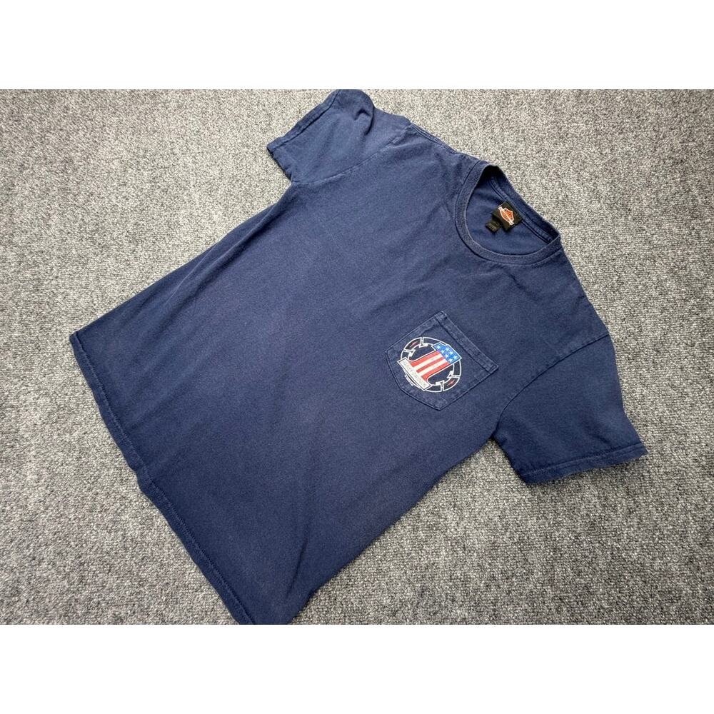 Harley Davidson USA Flag Graphic T Shirt Navy M